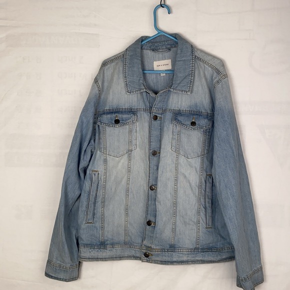 Sun Stone Jackets & Blazers - Sun + Stone Jean Jacket Women's XXL Light Blue Denim‎ Cotton Trucker